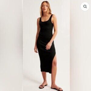 Abercrombie & Fitch Stylish Black Ribbed Sleeveless Midi Dress - Size XSP